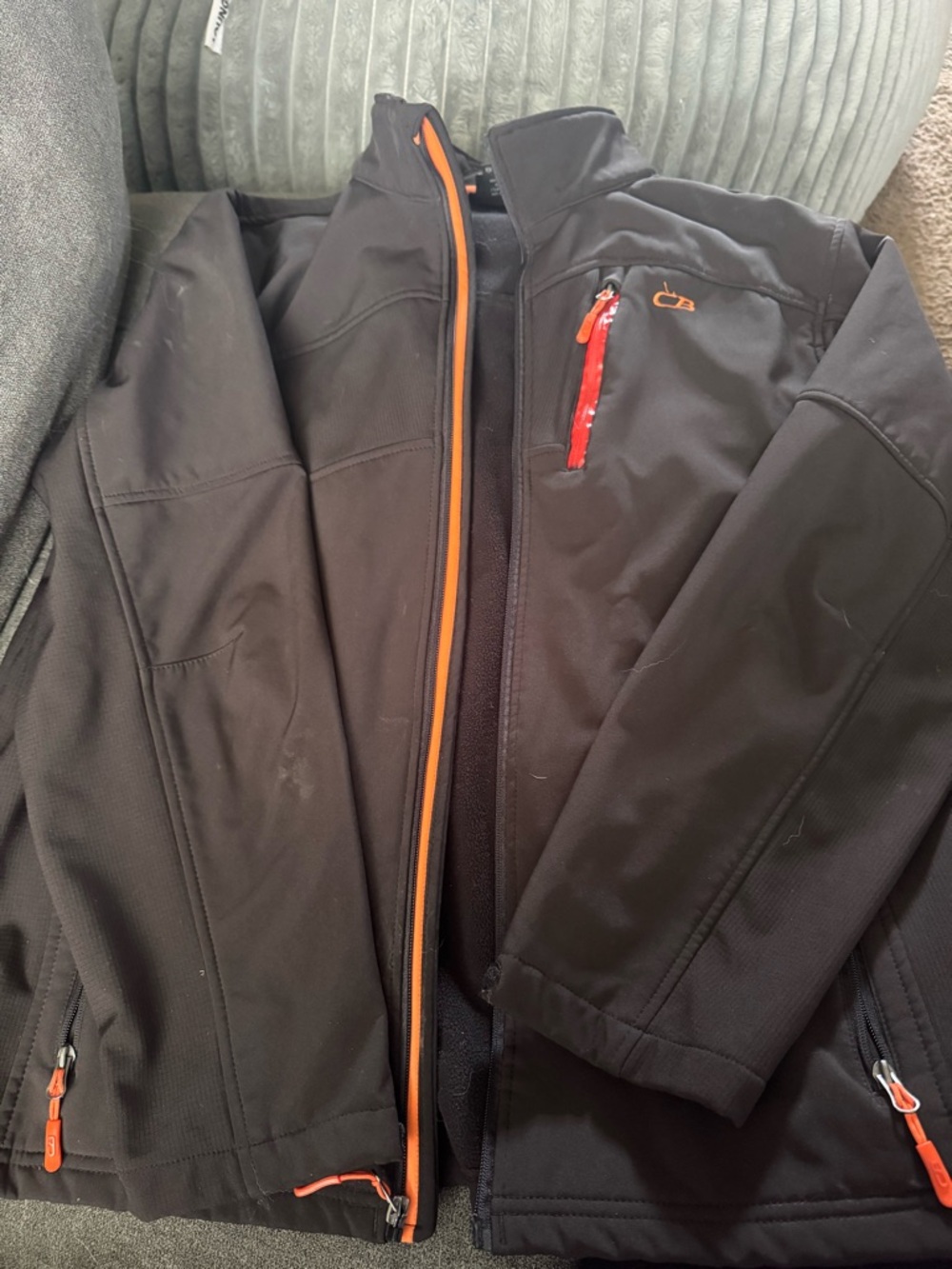 Men's Performance Softshell Jacket in Black with Orange Accents